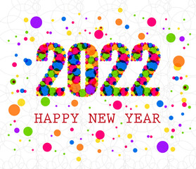 Happy New Year 2022 Lettering . Holiday Vector Illustration.