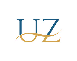 Initial letter UZ, UZ letter logo design