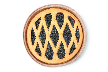 Delicious blueberry pie isolated on white background