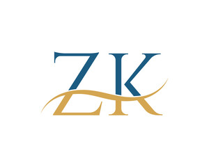 Initial letter Zk, Zk letter logo design