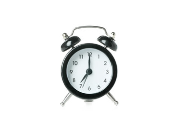 Black alarm clock isolated on white background