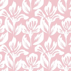 Pink Floral Brush strokes Seamless Pattern Background