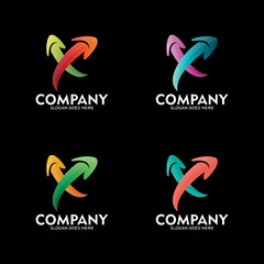 Letter X arrow logo design, vector logo template