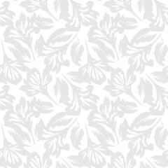 Black and White Floral Brush strokes Seamless Pattern Background