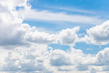 beautiful sparse clouds in the blue sky.Cloudscape.Sunny day. blue sky background with a tiny clouds.Cumulus cloud.