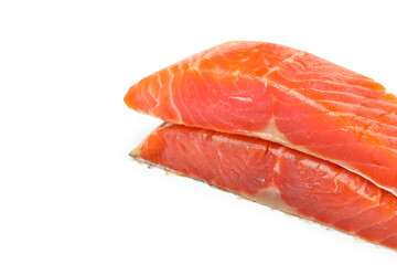 Fresh raw salmon isolated on white background