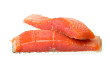 Fresh raw salmon isolated on white background