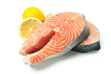 Fresh raw salmon isolated on white background