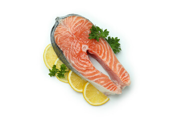 Fresh raw salmon isolated on white background