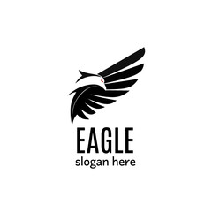 Eagle hunting. Eagle with negative space on white background. Vector illustration.
