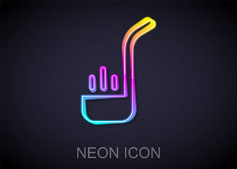 Glowing neon line Kitchen ladle icon isolated on black background. Cooking utensil. Cutlery spoon sign. Vector