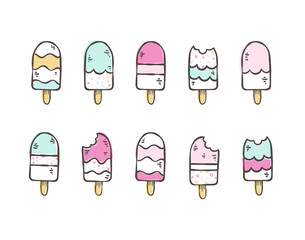 Cute hand drawn popsciles, doodle background, great for summer textiles, wrapping, wallpapers - vector design