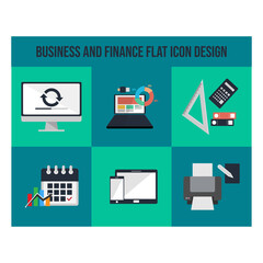 Business and finance flat icons concept design