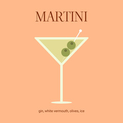 cocktail martini, vector illustration, summer cocktail