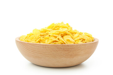 Bowl of corn flakes isolated on white background