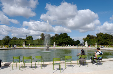 Fountain the Tuileries garden. Paris city