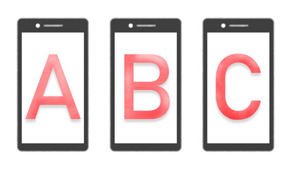 携帯3つを比較　ABC選択肢が入ったスマホ画面