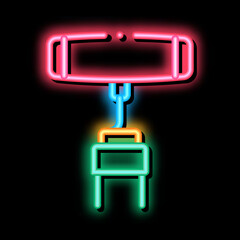 corkscrew for opening neon light sign vector. Glowing bright icon corkscrew for opening sign. transparent symbol illustration