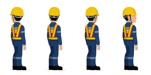 Set of industrial worker on white background