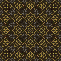 Abstract backgrounds patterns with trendy decorative ornaments on black background, wallpaper. Seamless pattern, texture. 