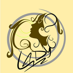 text lady icon design symbol.