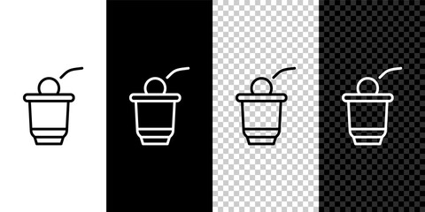 Set line Beer pong game icon isolated on black and white, transparent background. Alcohol party game. Vector