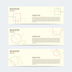 Set of abstract geometric modern banner template with memphis background design. Grow your bussiness Vector
