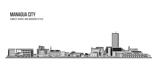 Cityscape Building Abstract Simple shape and modern style art Vector design - Managua city