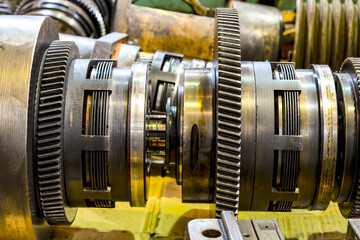 Fototapeta premium Friction clutch of the gearbox of the cnc machine tool.
