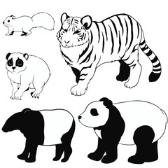 アジアの動物①シルエット