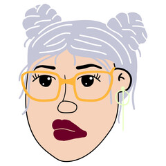 Fashion woman model with glasses. Summer holiday portrait of beautiful girl. Flat trendy illustration. Template for card, poster, banner, print for t-shirt.