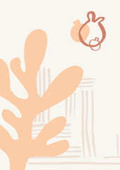 Line art drawing contemporary collage posters  matisse nature shape, organic surreal design Aesthetic Modern Art, Boho Decor, Minimalist Art