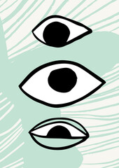 Abstract minimalistic eyes, abstract modern shape. Art minimalistic contemporary collage posters. Organic surreal design Aesthetic Modern Art, Boho Decor, Minimalist Art