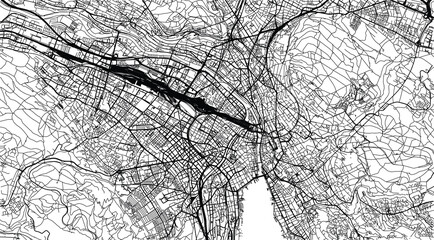 Urban vector city map of Zurich centre, Switzerland, Europe - obrazy, fototapety, plakaty