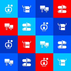 Set Aftershave, Towel on hanger, Sauna wood bench and slippers icon. Vector