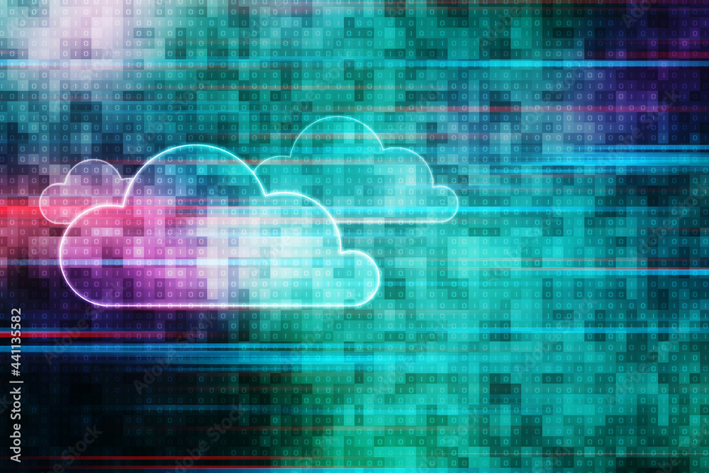 Aufkleber cloud network in abstract technology background. cloud networking concept.