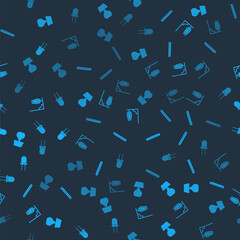 Set Table lamp, Fluorescent, Vintage street light and Light emitting diode on seamless pattern. Vector