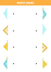 Match parts of rhombus objects. Logical game for children.