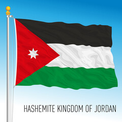 Kingdom of Jordan official national flag, asiatic country, vector illustration