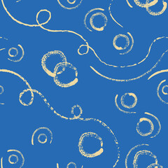 Vector painted yellow blue blots seamless pattern