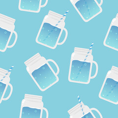 メイソンジャーのシームレスパターン　ソーダ