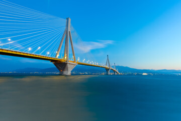 Greece Rio Bridge, a Suspension bridge crossing Rio and Antirio. It Is the world's second longest cable-stayed bridge. Greece