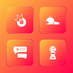 Set Baseball ball, cap, Speech bubble chat baseball and Award cup with icon. Vector