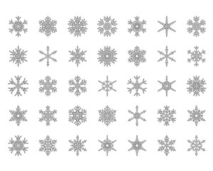 Vector set of different snowflakes Christmas New Year web icons