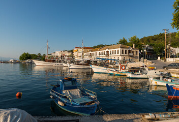 The harbor on the north coast of the Greek island of Thasos in the northern Aegean.