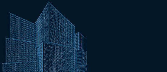 Obraz na płótnie Canvas abstract cube architecture 3d illustration sketch