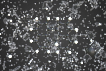 Perylene molecule made with balls, scientific molecular model. Chemical 3d rendering