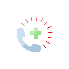 call the hospital single flat icon isolated on white. Perfect outline symbol Prevention Coronavirus Covid 19 pandemic quarantine banner. Quality warning flat design element consult a doctor