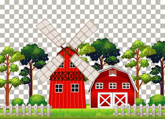 Obraz na płótnie Canvas Barn in nature farm on transparent background