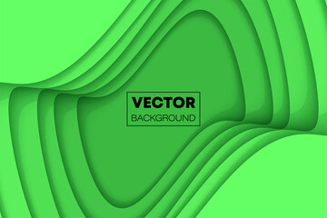 Fashion green poster paper cut wave luxury design background. Vector illustration vogue drape banner EPS10